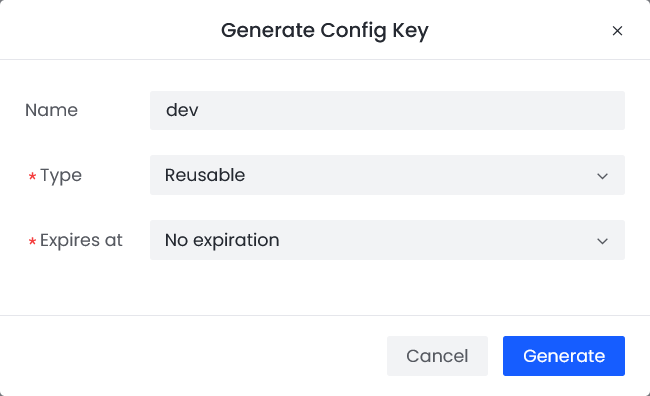 Create config key